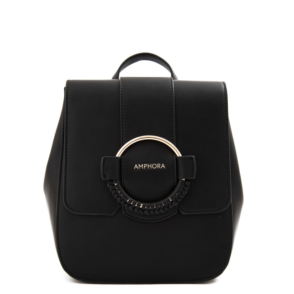 Mochila con tapa mediana cecilia negro