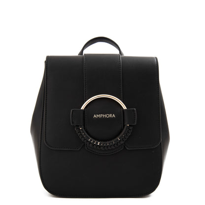 Mochila con tapa mediana cecilia negro