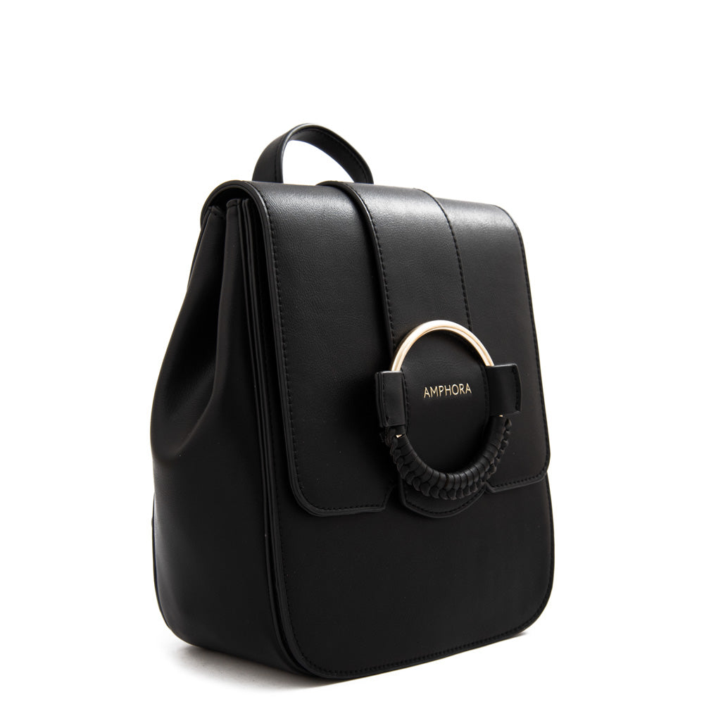 Mochila con tapa mediana cecilia negro