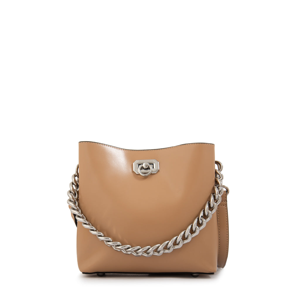 Cartera bandolera sofia pequeña beige oscuro