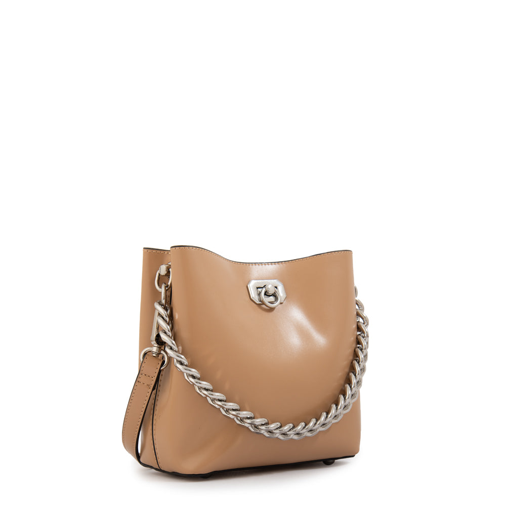 Cartera bandolera sofia pequeña beige oscuro