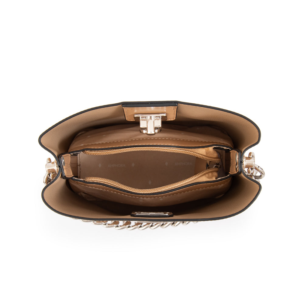 Cartera bandolera sofia pequeña beige oscuro