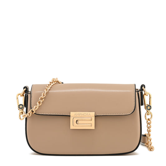 Cartera Bandolera pequeña alba beige oscuro