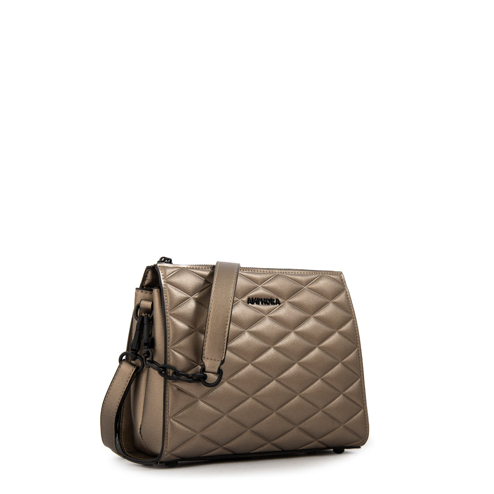 Cartera bandolera suiza mediana plateado oscuro