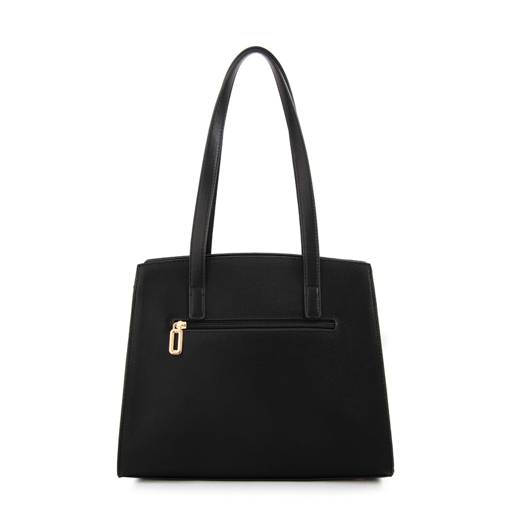 Cartera tote con tapa maggie mediana negro