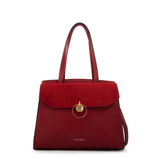 Cartera tote con tapa maggie mediana rojo oscuro