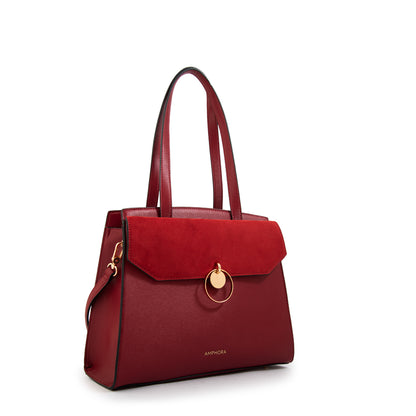 Cartera tote con tapa maggie mediana rojo oscuro