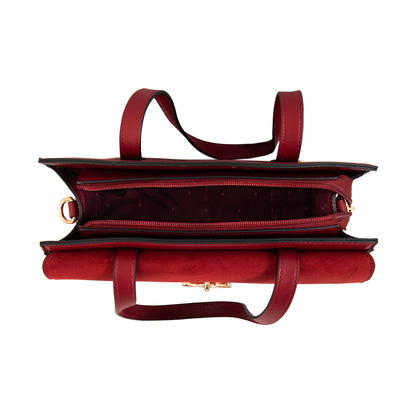 Cartera tote con tapa maggie mediana rojo oscuro