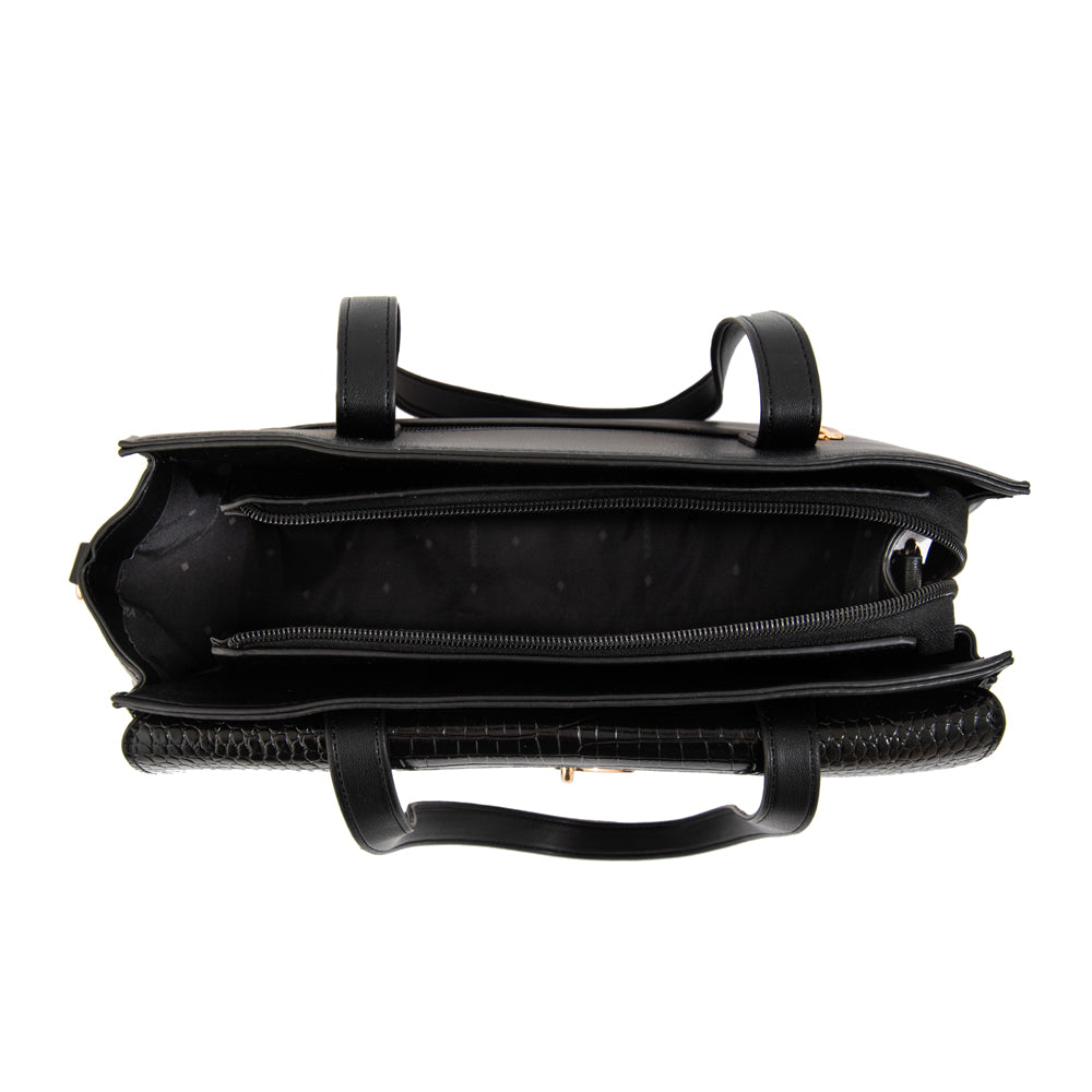 Cartera tote con tapa maggie mediana negro especial