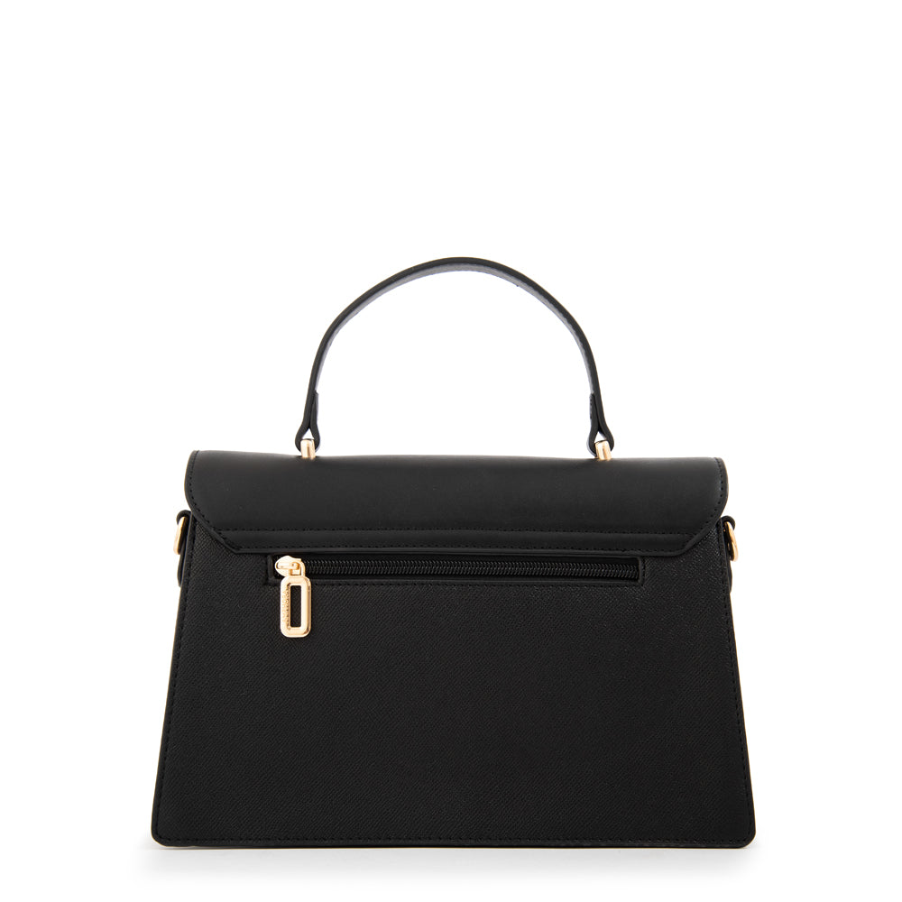 Cartera tote con tapa suecia mediana negro