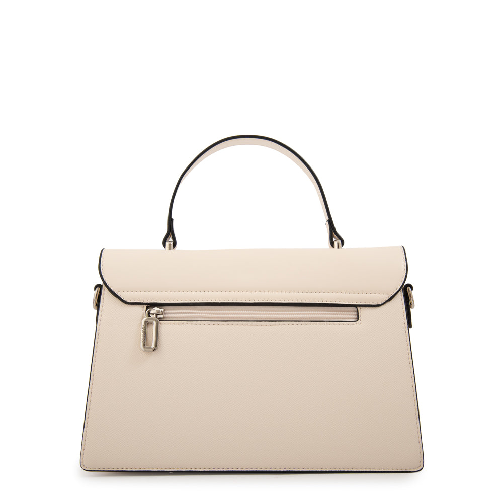 Cartera tote con tapa suecia mediana blanco crudo