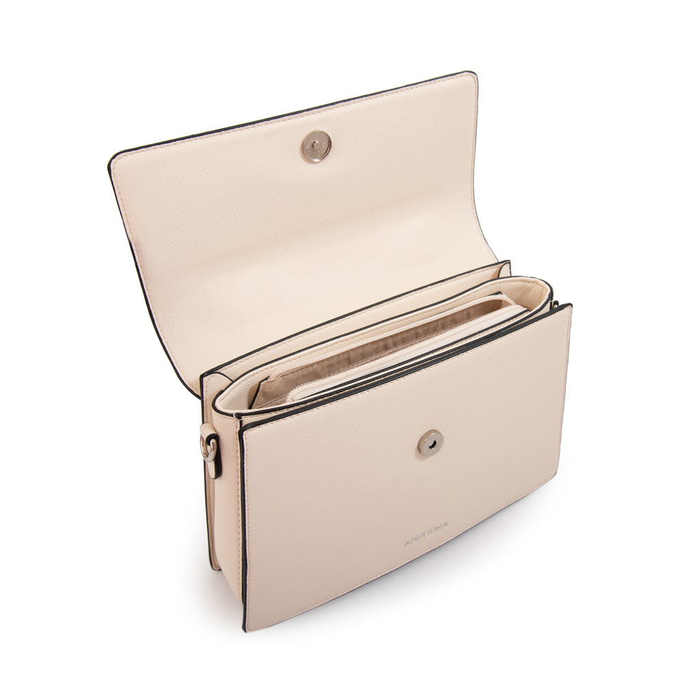 Cartera tote con tapa suecia mediana blanco crudo