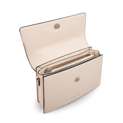 Cartera tote con tapa suecia mediana blanco crudo