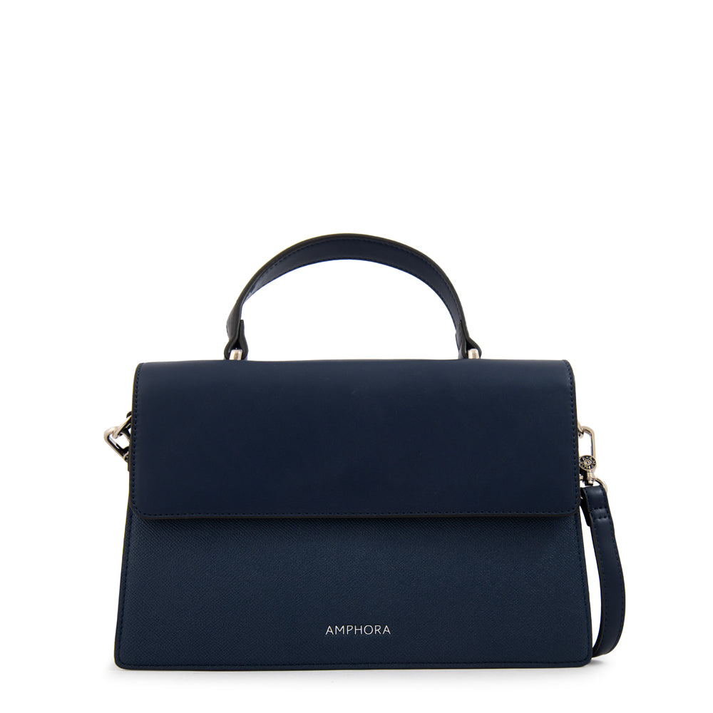 Cartera tote con tapa suecia mediana azul oscuro