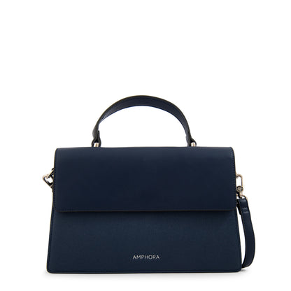 Cartera tote con tapa suecia mediana azul oscuro