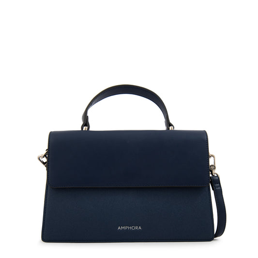 Cartera tote con tapa suecia mediana azul oscuro