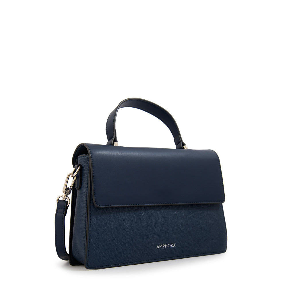 Cartera tote con tapa suecia mediana azul oscuro
