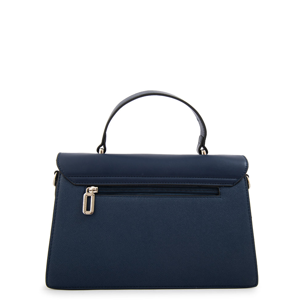 Cartera tote con tapa suecia mediana azul oscuro