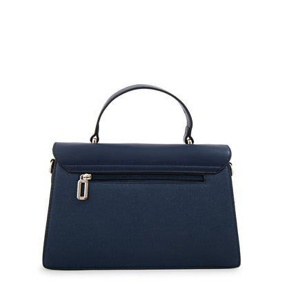 Cartera tote con tapa suecia mediana azul oscuro
