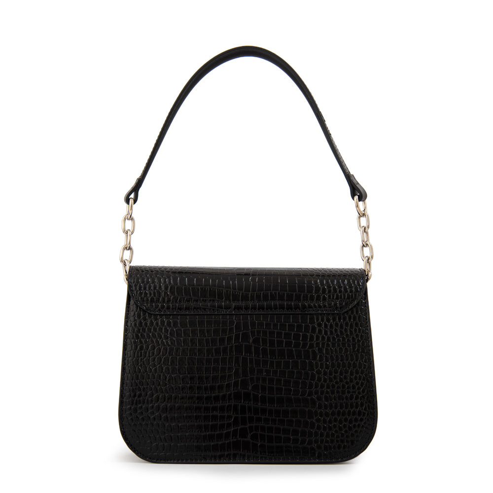 Cartera bandolera con tapa fairy mediana negro