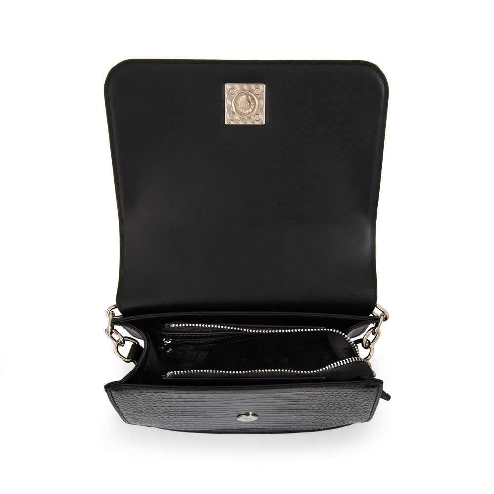 Cartera bandolera con tapa fairy mediana negro