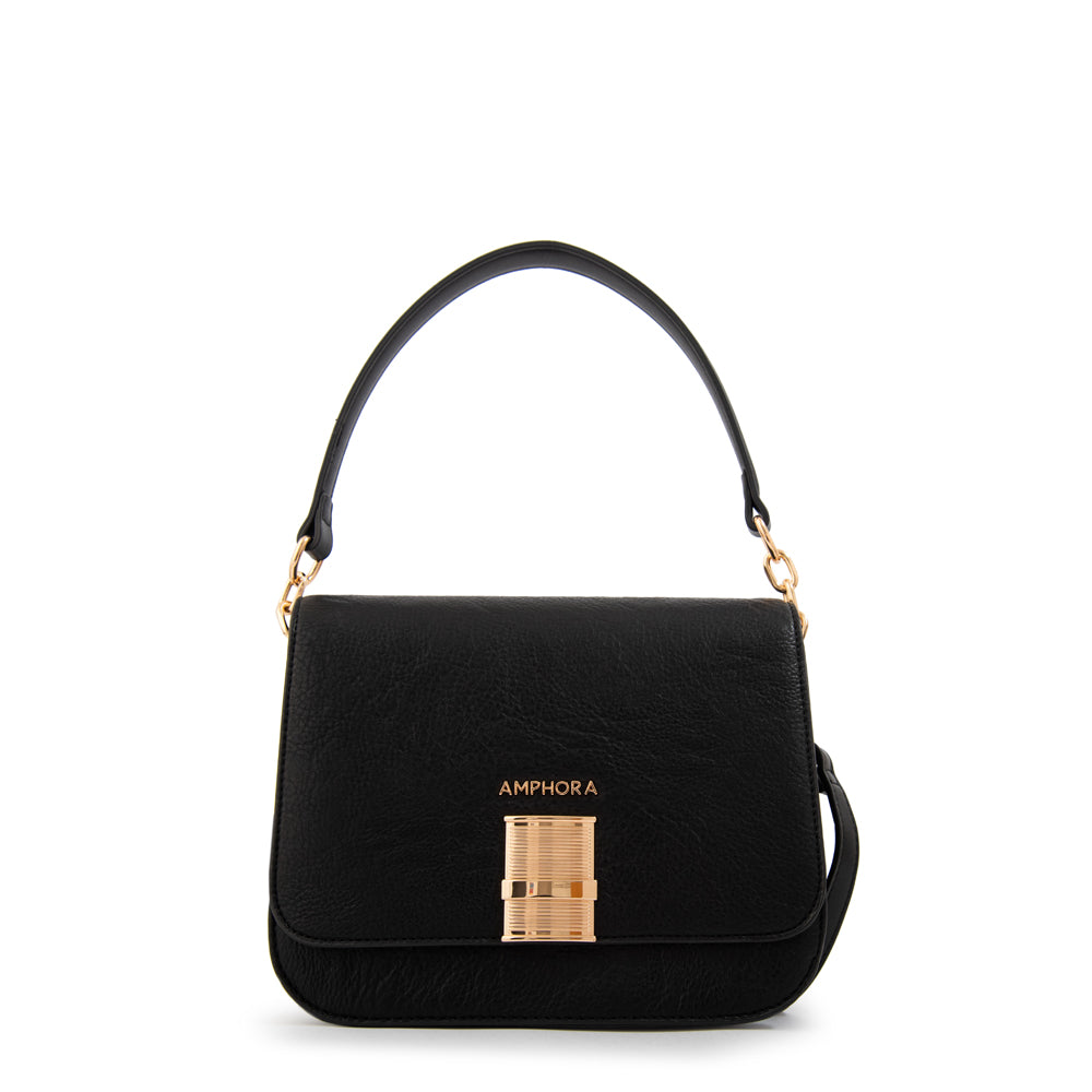 Cartera bandolera con tapa fairy mediana negro especial