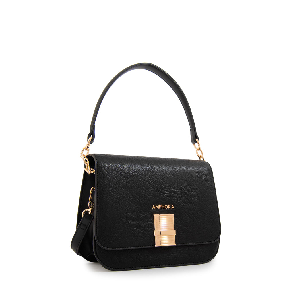 Cartera bandolera con tapa fairy mediana negro especial