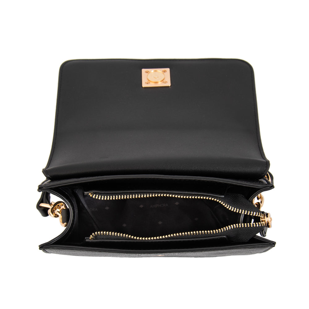 Cartera bandolera con tapa fairy mediana negro especial