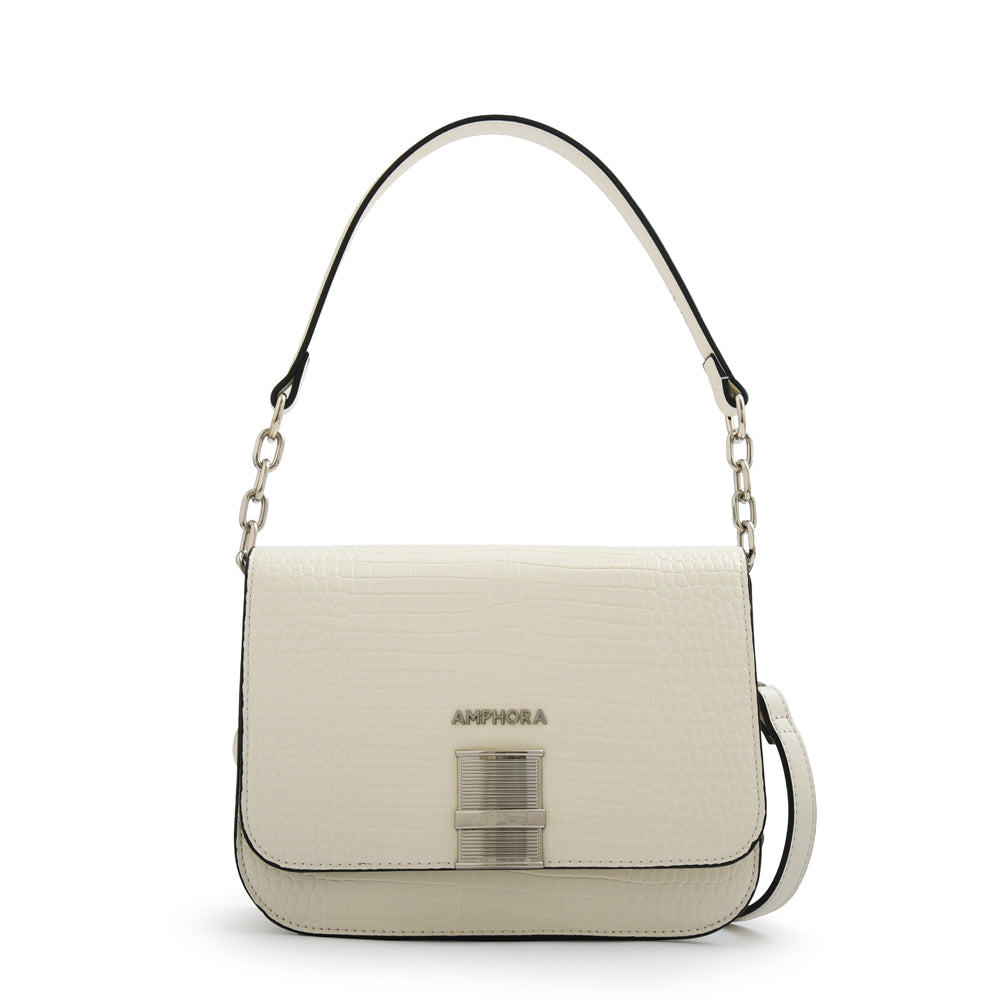 Cartera bandolera con tapa fairy mediana blanco crudo
