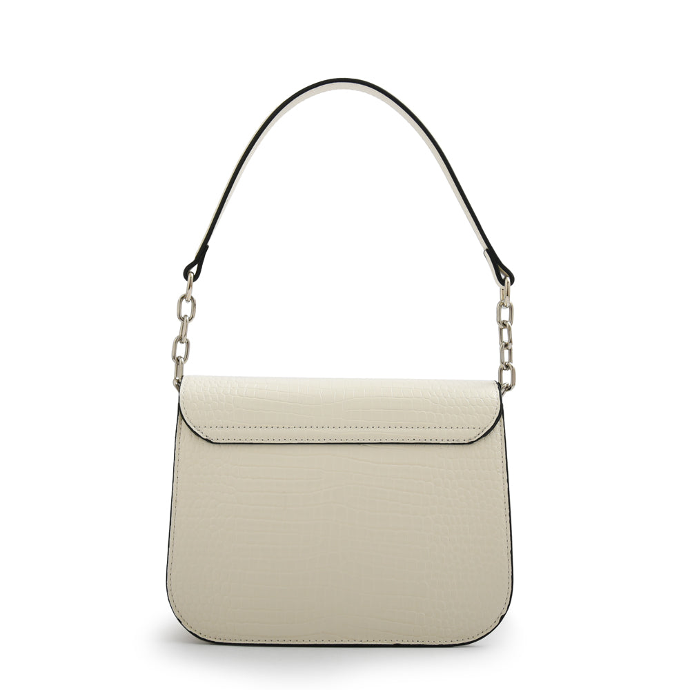 Cartera bandolera con tapa fairy mediana blanco crudo