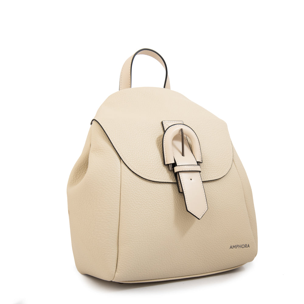 Mochila con tapa jessie mediana blanco crudo