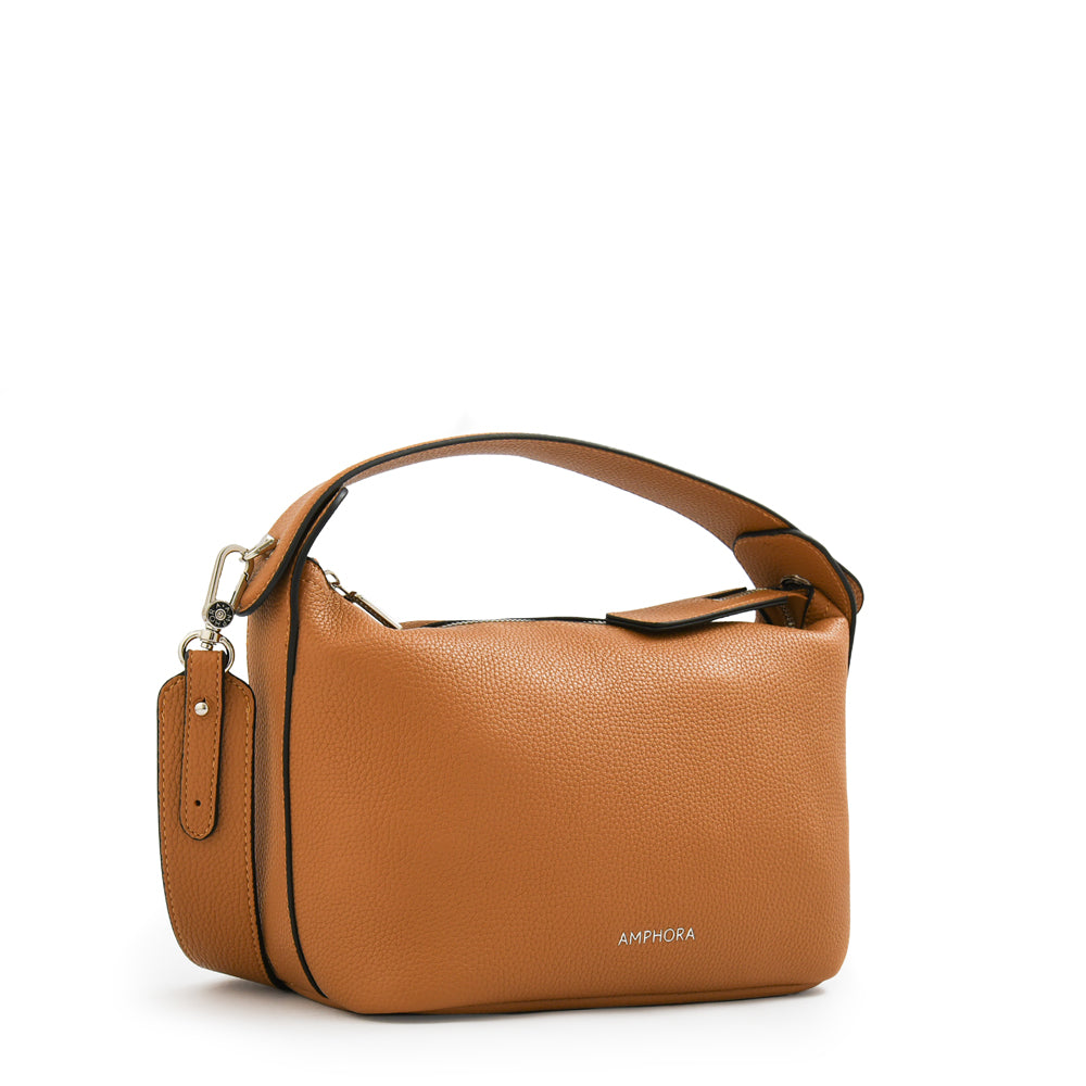Cartera corte oval marion mediana camel