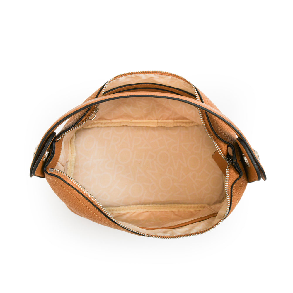 Cartera corte oval marion mediana camel