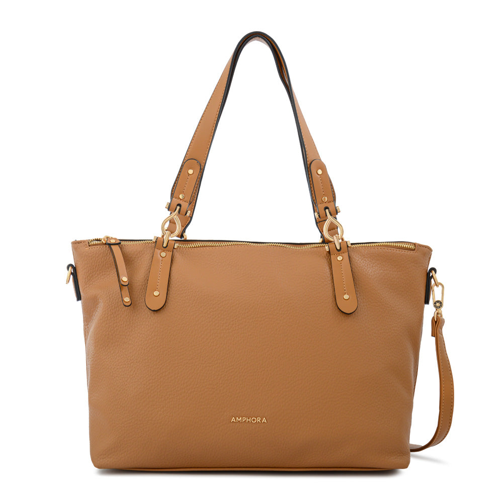 Cartera tote eugenia grande camel
