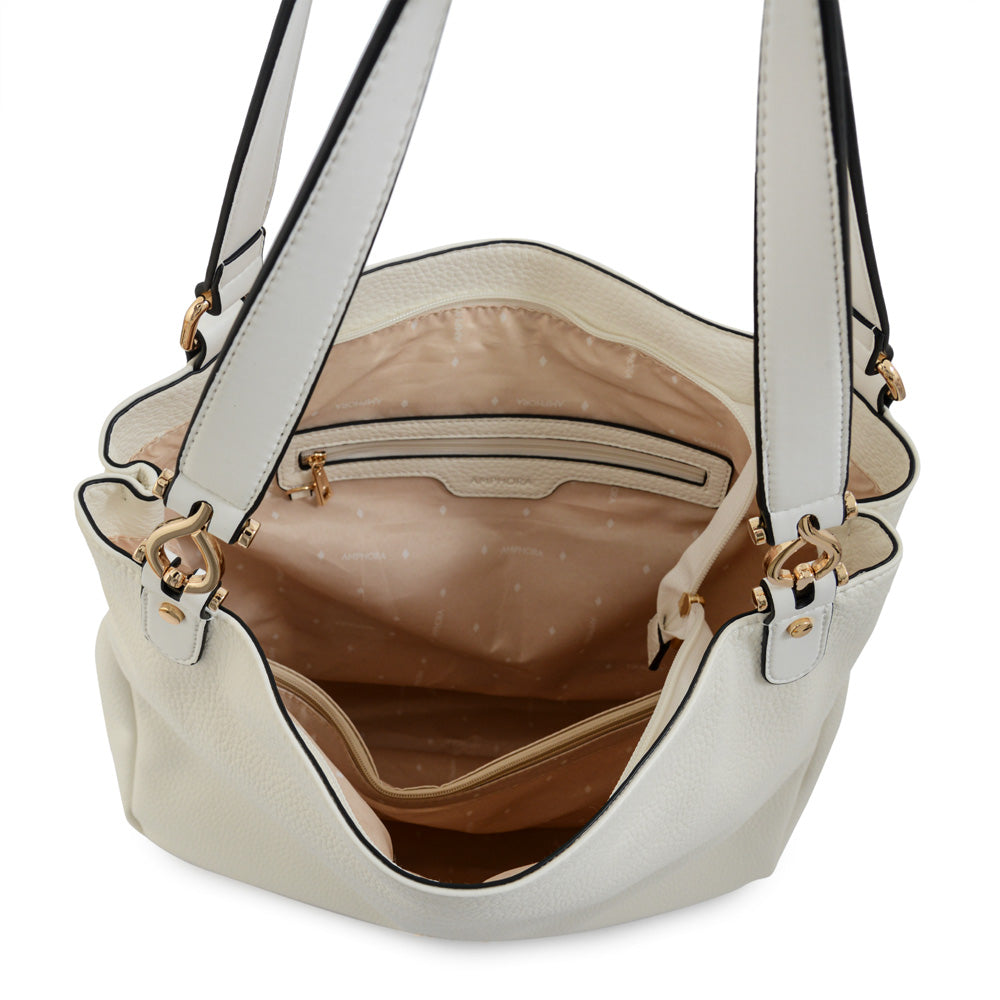 Cartera tote corte recto eugenia mediana blanco