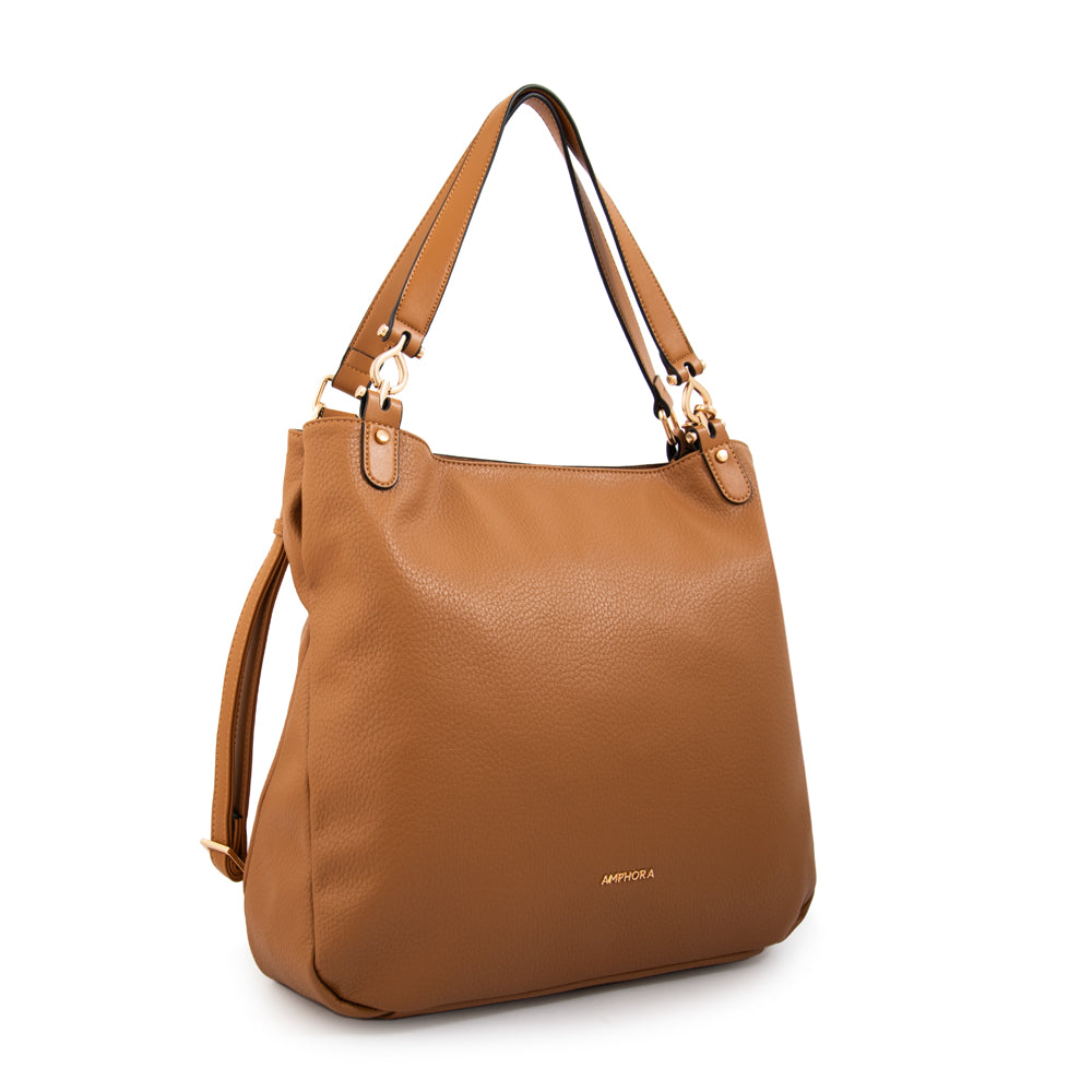 Cartera tote corte recto eugenia mediana camel