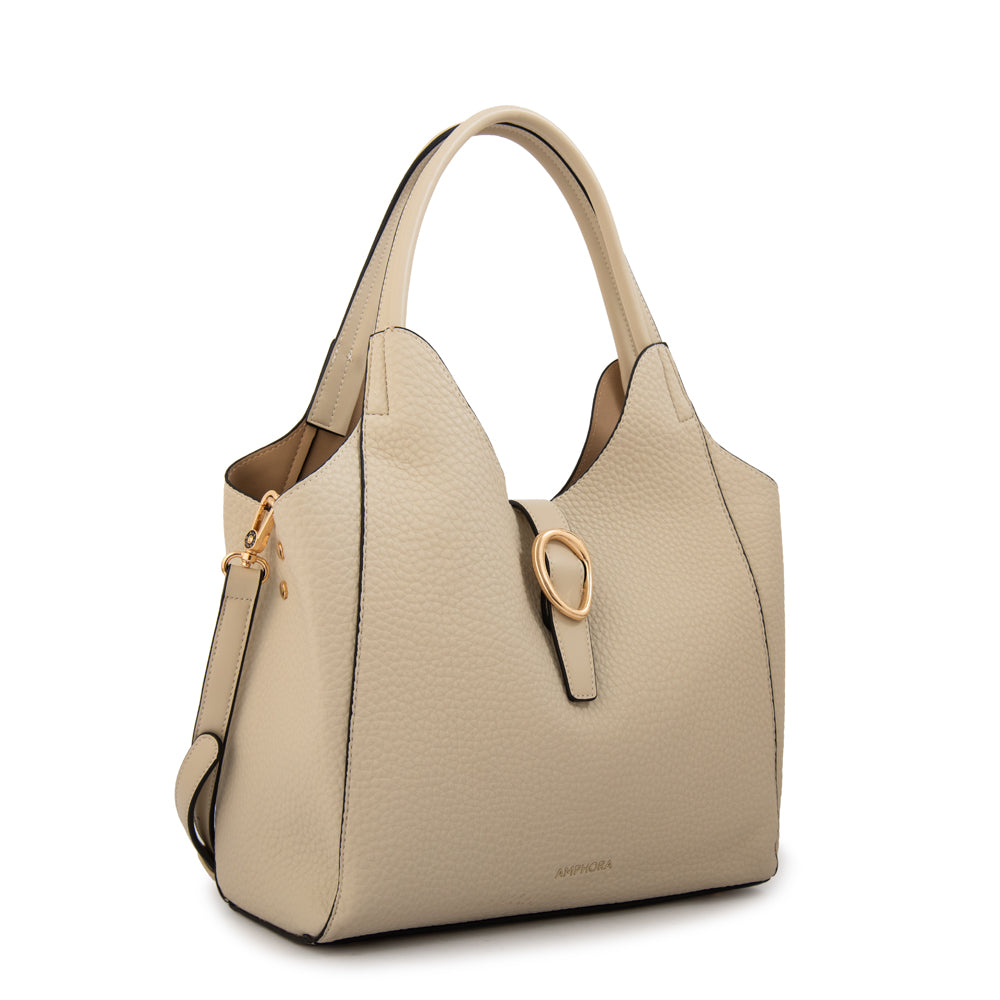 Cartera tote damaris grande blanco crudo