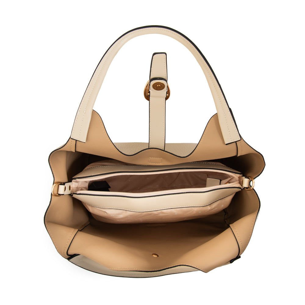 Cartera tote damaris grande blanco crudo