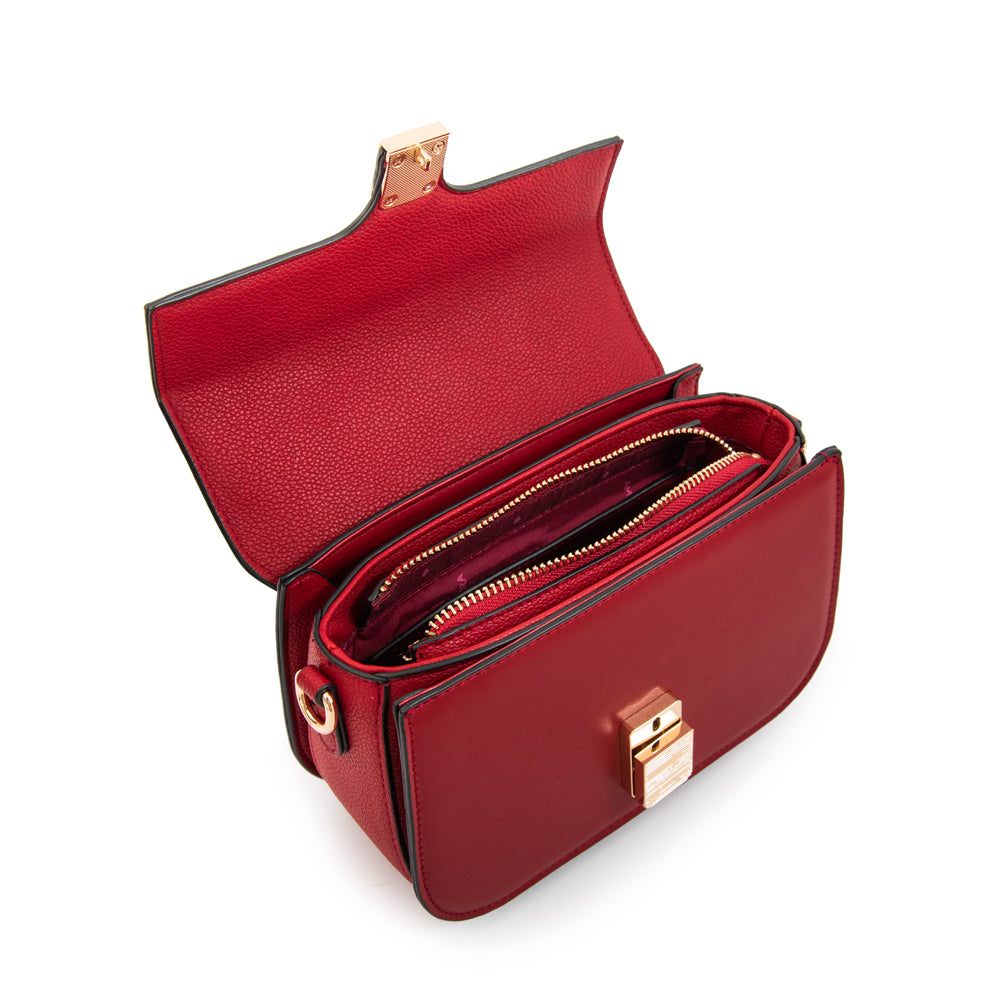 Cartera bandolera con tapa florencia pequeña rojo