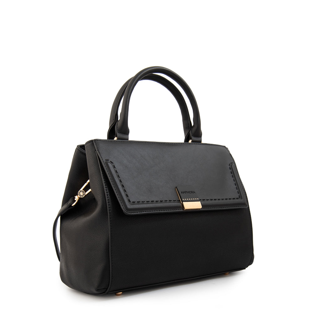 Cartera tote con tapa clary mediana negro