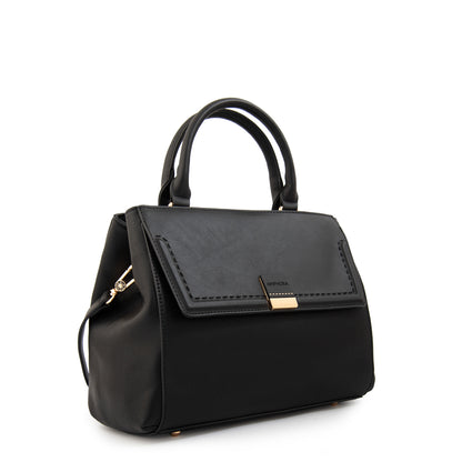 Cartera tote con tapa clary mediana negro