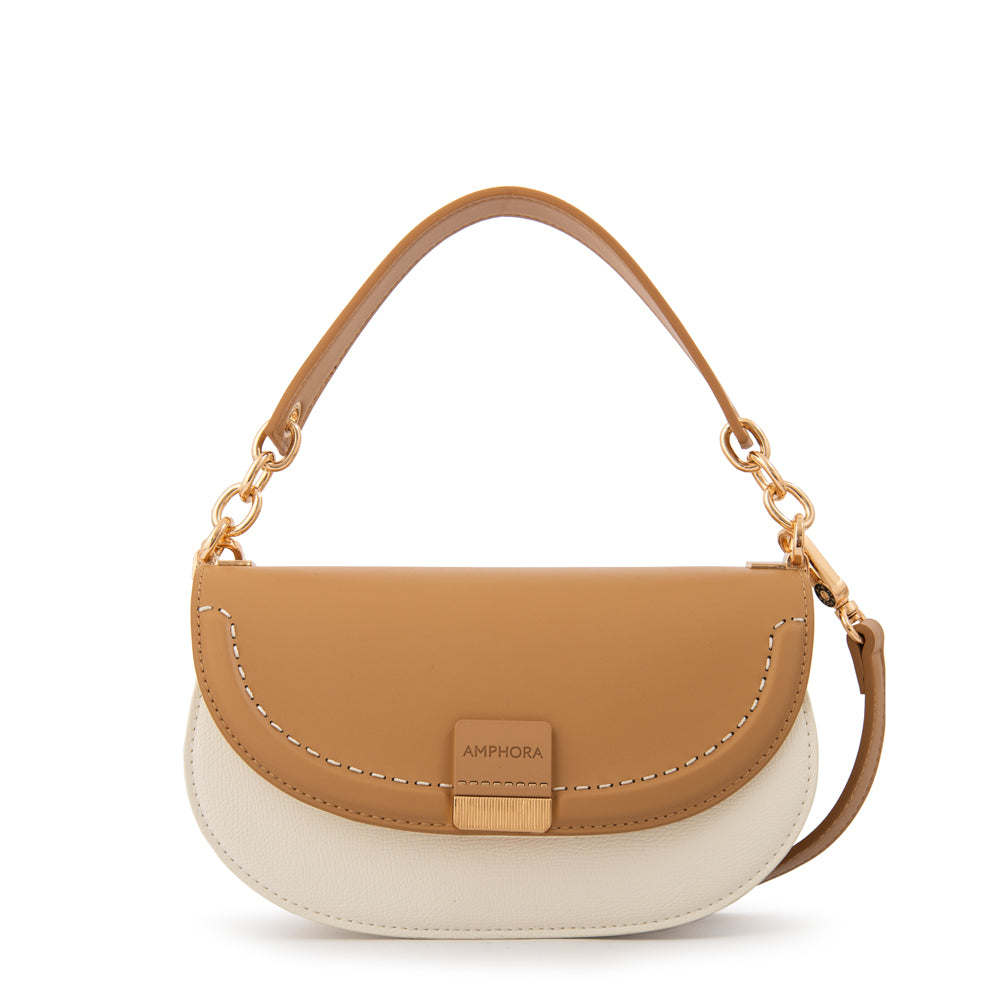 Cartera Bandolera con tapa clary pequeña blanco crudo