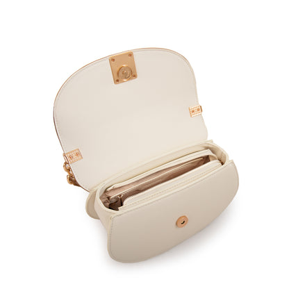 Cartera Bandolera con tapa clary pequeña blanco crudo