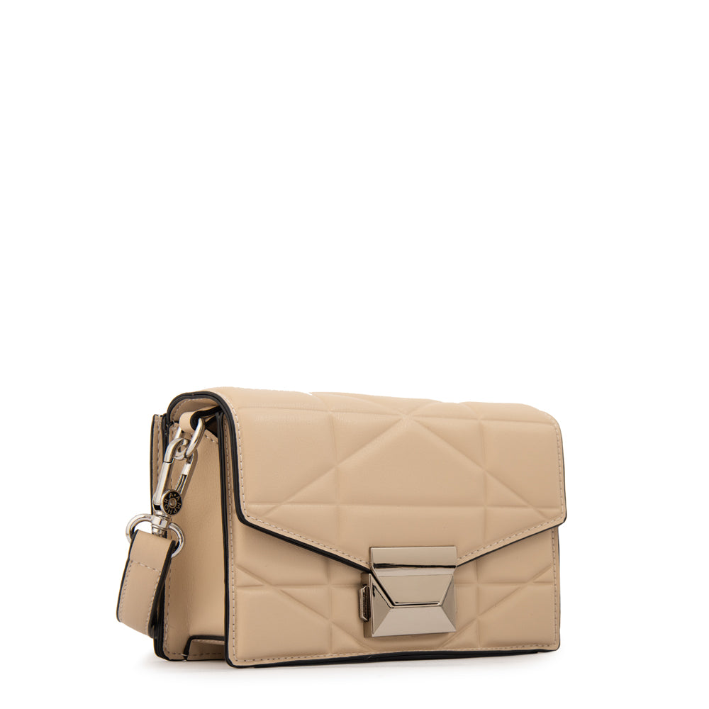 Cartera bandolera con tapa tonya pequeña beige