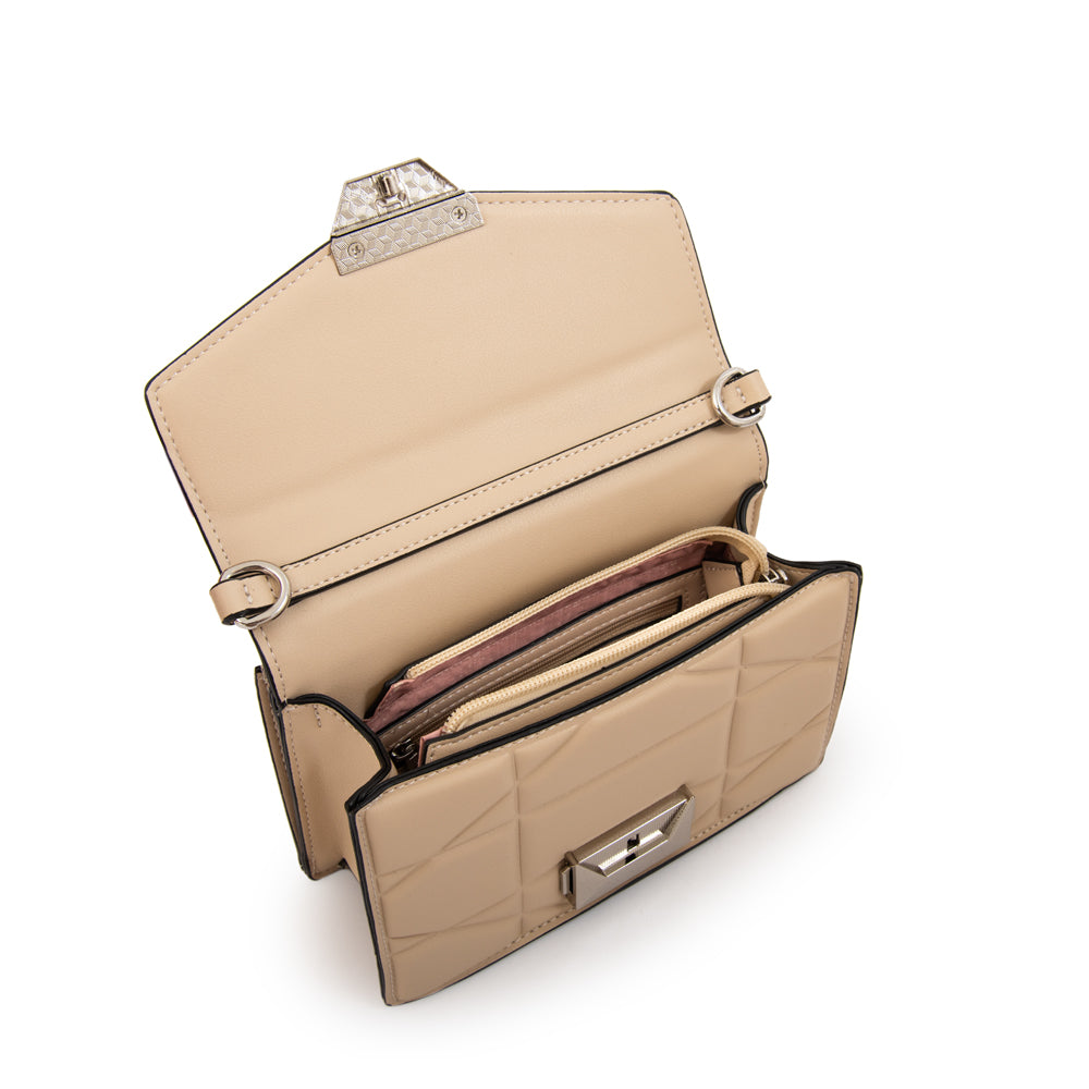 Cartera bandolera con tapa tonya pequeña beige