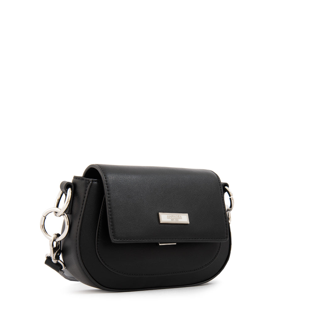 Cartera bandolera con tapa xime pequeña negro