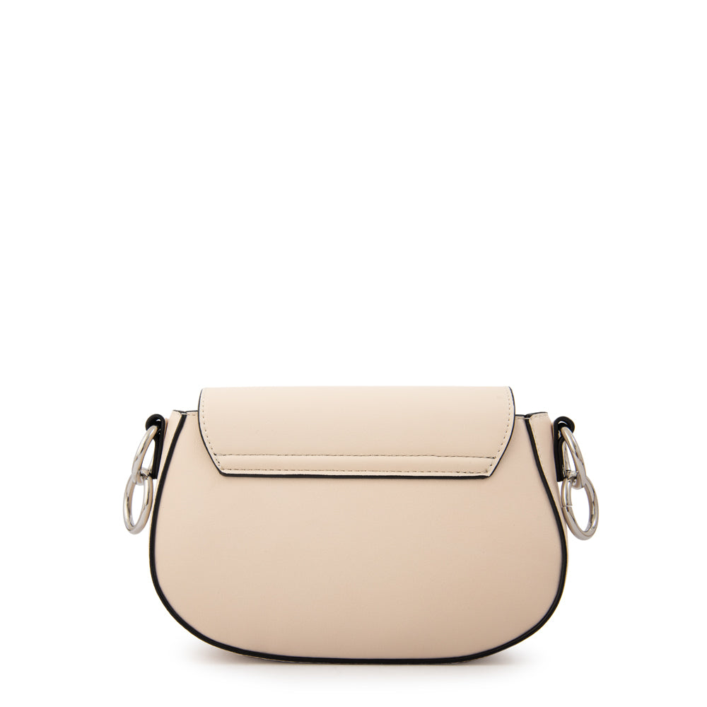 Cartera bandolera con tapa xime pequeña blanco crudo