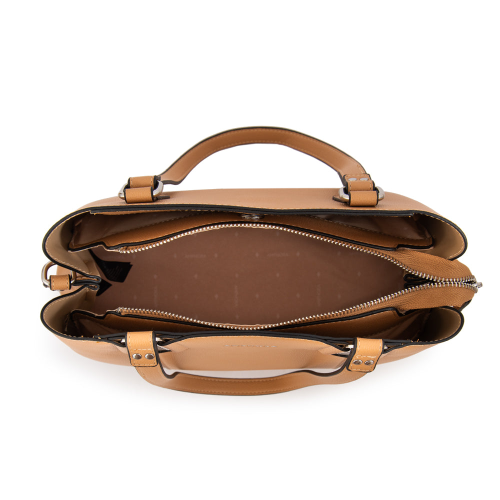 Cartera tote tonina mediana beige oscuro