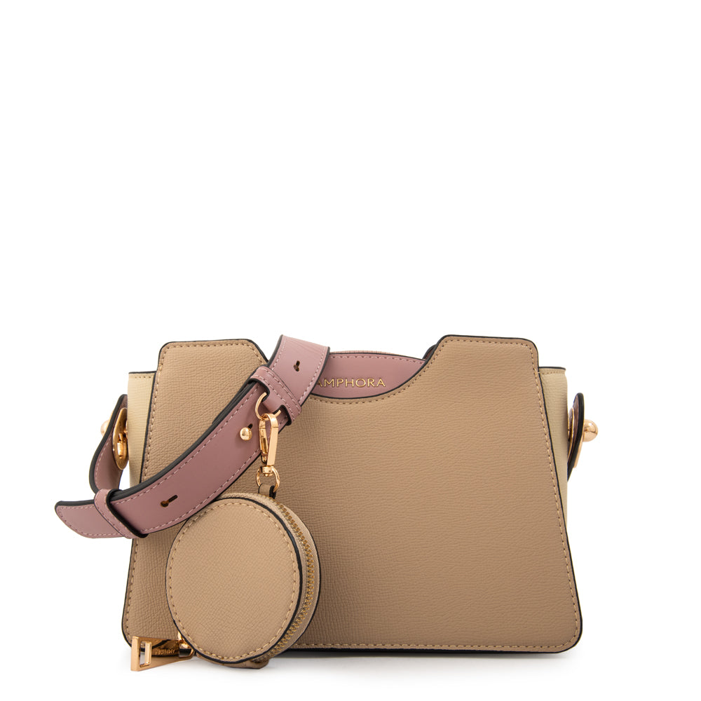 Cartera bandolera carrie pequeña beige