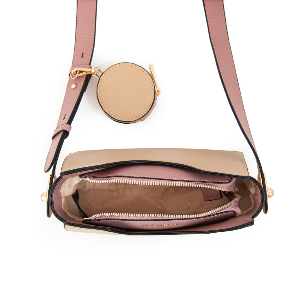 Cartera bandolera carrie pequeña beige